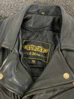 UNIK ULTRA LEATHER CHAPS (SIZE SMALL), LEATHER JACKET (SIZE 42) AND GMC "THE FIRST 100 YEARS" BOOK - 5