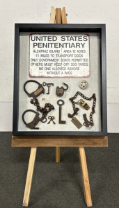 17x21 FRAMED "UNITED STATES PENITENTIARY" COLLECTIBLES INCLUDES EASEL