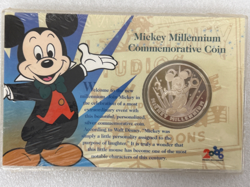 MICKEY MILLENNIUM COMMEMORATIVE COIN WITH CERTIFICATE OF AUTHENTICITY