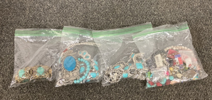 (4) SMALL BAGS OF COSTUE JEWELRY