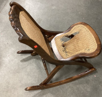 (1) SMALL WOODEN ROCKING CHAIR WIRH CARVED FLORAL DESIGNS - 3