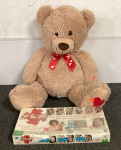 (1) VINTAGE JI GA ZO GAME (UNOPENED) WITH (1) STUFFED BEAR PLUSHIE