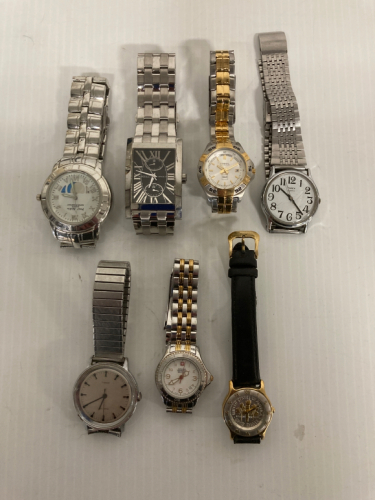 (7) WATCHES INCLUDING TIMEX, GUESS, FOSSIL