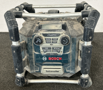 WORKING BOSCH POWERBOX JOBSITE CLOCK RADIO WITH BLUETOOTH-MULTIPLE POWER SOURCE OPTIONS
