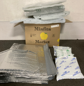 STRIPS OF BOX INSULATION, (5) 16&rdquo;X23&rdquo; FREEZER BAGS, ONE 17&rdquo;X14&rdquo; FREEZER BAG, (4) REUSABLE PACTEMP GEL ICE PACKS