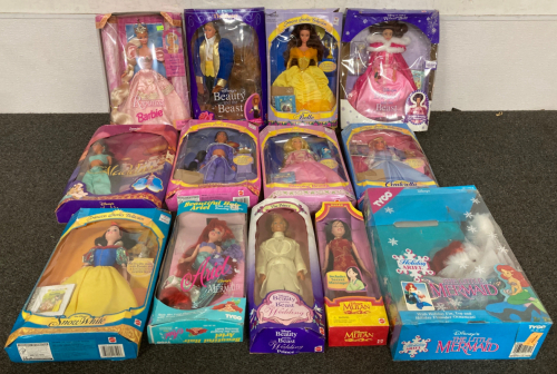 (13) BARBIES, DISNEY SERIES, INCLUDING BELLE, BEAST, CINDERELLA, SLEEPING BEAUTY, JASMINE, SNOW WHITE