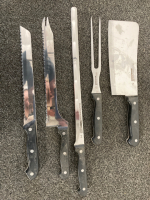 ASSORTED KITCHEN KNIVES, (8) SHOWTIME SIX STAR, (3) MIRACLE BLADE III, (1) MAXAM KNIFE, (1) BINER KNIFE, WITH KNIFE BLOCK - 5