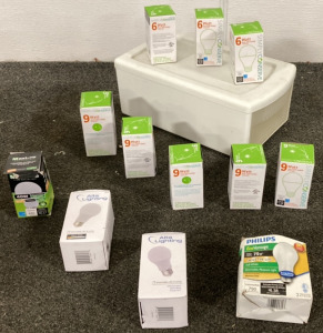 STORAGE DRAWER (9X15&rdquo;) INCLUDING 9 WATT LED LIGHT BULBS, 6 WATT BULBS, 75 WATT AND DIMMABLE LED LIGHTS