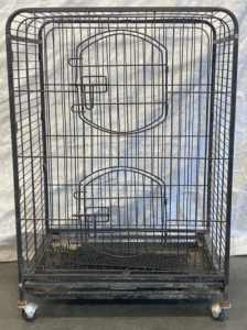 TWO DOOR GRAY METAL BIRD CAGE (25X17X37&rdquo;)
