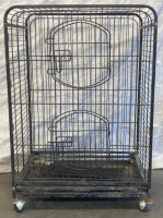 TWO DOOR GRAY METAL BIRD CAGE (25X17X37”)