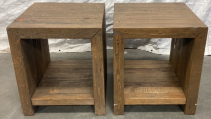 TWO WOODEN END TABLES (22X24X25”)