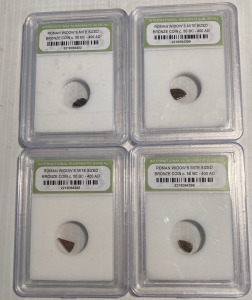 (4) ROMAN WIDOW&rsquo;S MITE SIZED BRONZE COIN FRAGMENTS