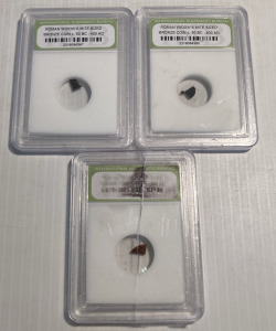 (3) ROMAN WIDOW&rsquo;S MITE SIZE BRONZE COIN FRAGMENTS- UNVERIFIED