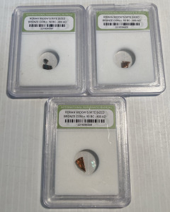 (3) ROMAN WIDOW&rsquo;S MITE SIZED BRONZE COIN FRAGMENTS