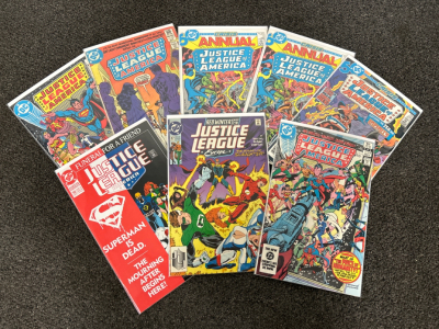 (8) DC- JUSTICE LEAGUE AMERICA/ EUROPE COMICS