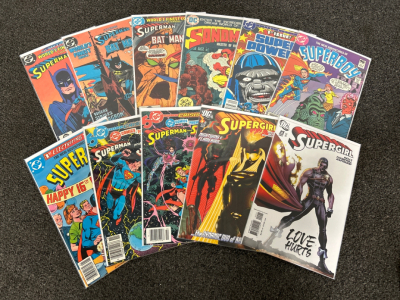 (11) DC- SUPERMAN AND BATMAN, SUPERGIRL, SUPERBOY, AND SUPER POWERS COMICS