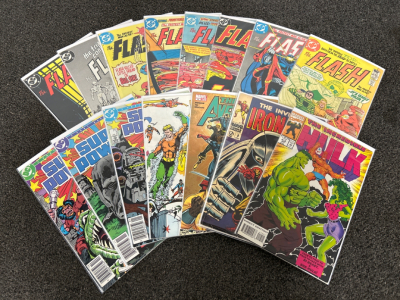(15) DC COMICS- THE FLASH, SUPER POWERS, HULK, AVENGERS, IRON MAN, AND MORE