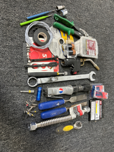 TOOLS AND HARDWARE INCLUDES: WATER HEATER 12" CONNECTOR LINE, TORCH, SCREWS, AND MORE