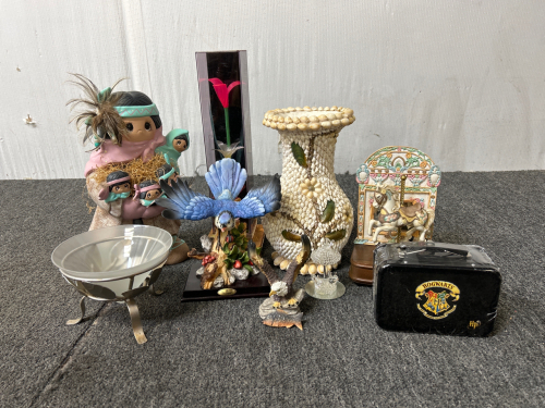 CERAMIC DECOR, FLOWER VASE MADE OF SHELLS, MUSIC BOX, AND MORE