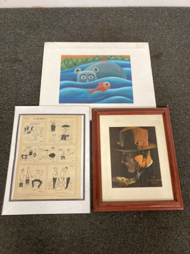 ALDEBERT SLEEVED COMIC BOOK PRINT, MELVIN MCGEE HIPPO ART PRINT, PERCY ANDERSON “THE LAVENDISH” ART PIECE