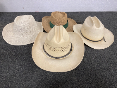 (4) STRAW HATS