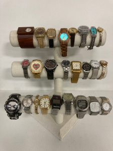 (25) WATCHES INCLUDING TIMEX, FOSSIL, RAYMOND