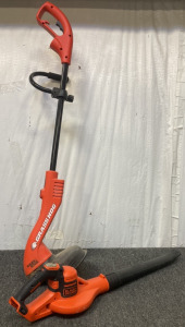 BLACK AND DECKER GRASS HOG WEEDWACKER, BLACK AND DECKER POWER BOOSE AIR BLOWER (UNABLE TO TEST)