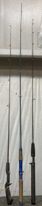 (3) FISHING RODS INCLUDING (1) BERKLEY FISHING ROD