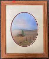 (2) WOODEN FRAMED WESTERN WATER COLORED PAINTINGS (17X13”) - 3