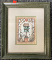 (2) FRAMED BIRDHOUSE PAINTINGS (12X10”) (12X13”) - 2