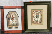 (2) FRAMED BIRDHOUSE PAINTINGS (12X10”) (12X13”) - 3