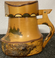 HAND CRAFTED WOOD BEER STEIN - 3