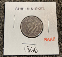 1866 RARE SHIELD NICKEL