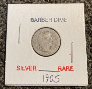 1905 RARE SILVER BARBER DIME