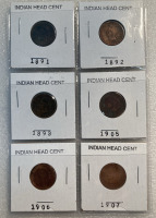 (6) 1891-1907 INDIAN HEAD CENTS