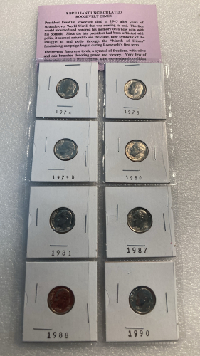 (8) BRILLIANT UNCIRCULATED ROOSEVELT DIMES