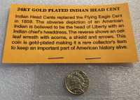 1893 GOLD PLATED INDIAN HEAD CENT AND DONALD TRUMP 2ND AMENDMENT MEDALLION - 2