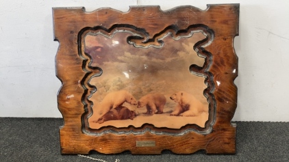 Resin Wood Polar Bear Family