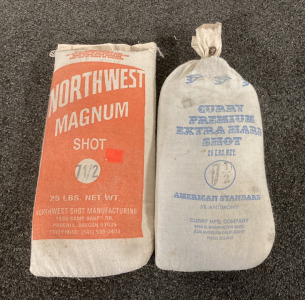 (1) 25 LB SACK OF NORTHWEST MAGNUM SHOT 7 1/2 GUN POWDER WITH (1) 25 LB SACK OF CURRY PREMIUM EXTRA HARD SHOT 7 1/2 AMERICAN STANDARD GUN POWDER (5% ANTIMONY)