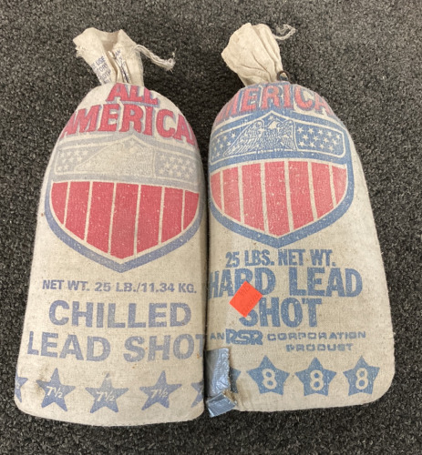 (2) ALL AMERICAN 25 LB SACK OF CHILLED LEAD SHOT GUN POWDER