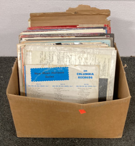 (1) 15.5&rdquo;X14&rdquo; BOX OF VINYL (30 PLUS RECORDS) INCLUDING &ldquo;WEST SIDE STORY&rdquo;, &ldquo;THE SOUND OF MUSIC&rdquo; AND MORE