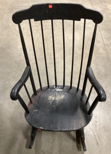 (1) BLACK WOODEN ROCKING CHAIR (40”X20”)