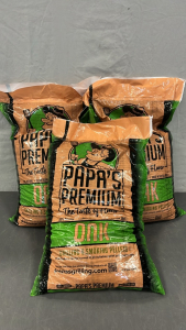 (3) PAPA’S PREMIUM OAK GRILLING AND SMOKING PELLETS