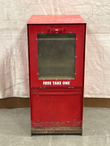 VINTAGE NEWSPAPER DISPENSER- 16-1/2"x 20"x 36"