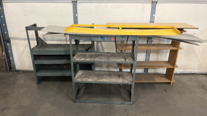 METAL SHELVES ( 36”x 30), WOOD SHELF ( 36”x 32”), EXTRA METAL SHEETS AND MORE