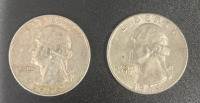 (2) Pre-1964 US Quarters 90% Silver Verified Authentic (1) 1964 (1) 1956