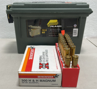 (17) Rounds Super-X 300 H&H Magnum, 180Gr. Silvertip Rifle Cartridges, (1) Plano Field Ammunition Box