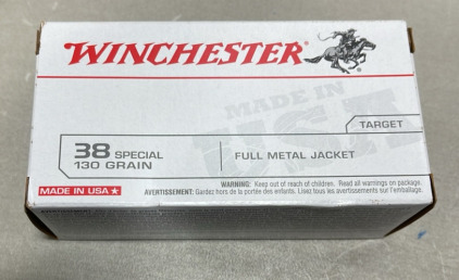 (50) Rounds Winchester 38 Special 130Gr. Full Metal Jacket Ammunition