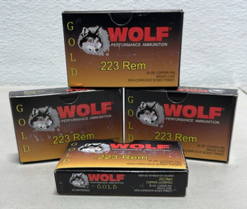 (80) Wolf Performance Ammunition .223 55Gr. Brass Case Cartridges