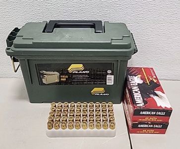 (100) American Eagle .45 Auto 230GR FMJ Ammunition Cartridges (1) Plano Water Resistant Field Ammo Box